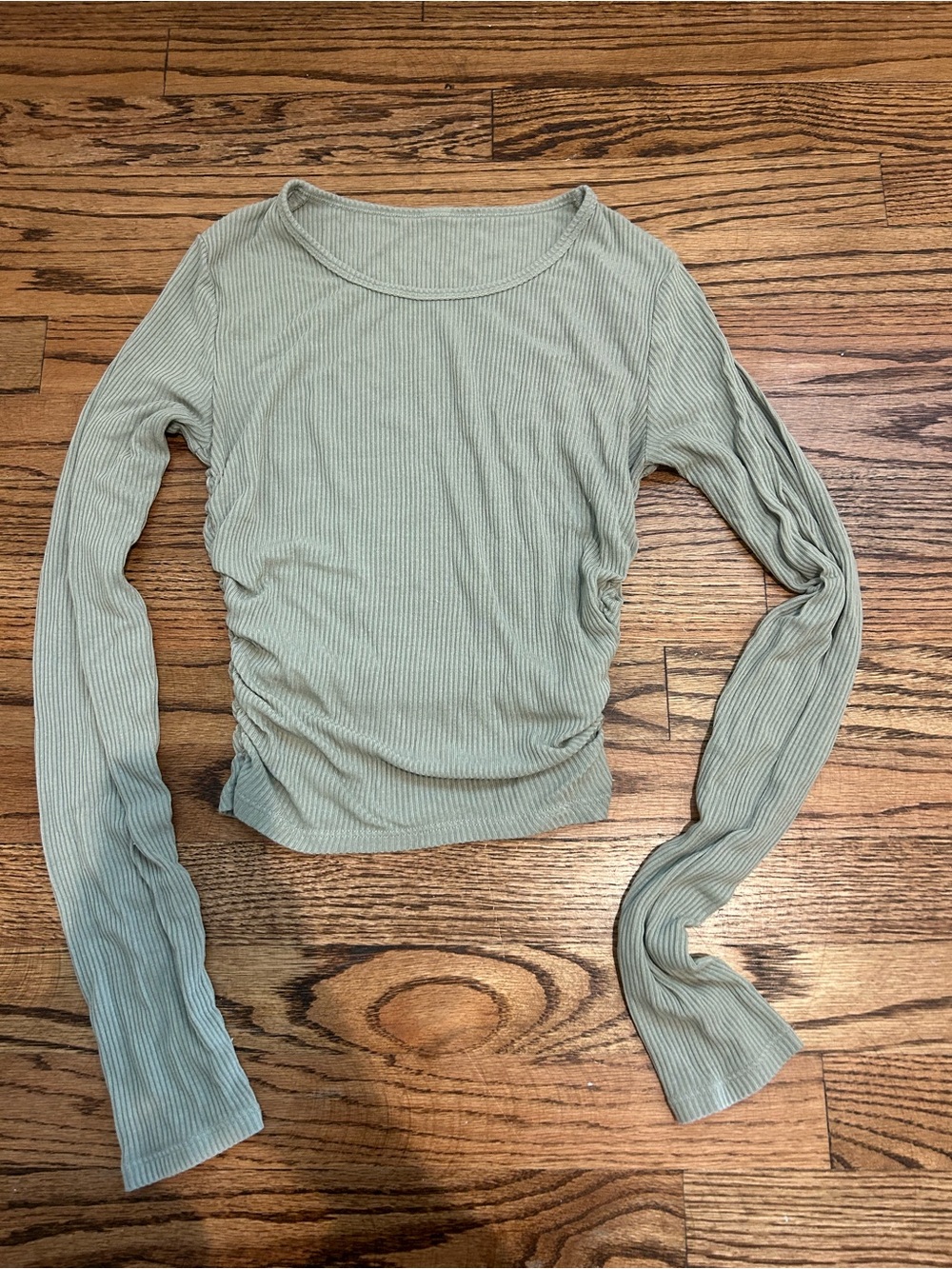 ALO Yoga Ribbed Scoop-Neck Long Sleeve Top in Sage